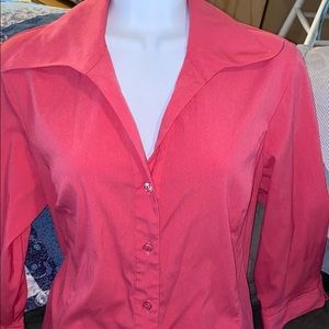 Pink business professional collared button down